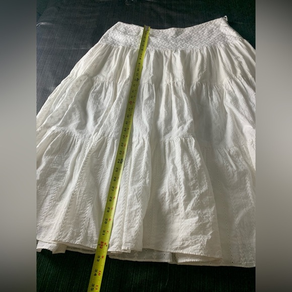 Lauren Ralph Lauren Jeans Co Boho Eyelet Midi Skirt A-line Cotton White Size 12 - Picture 10 of 10